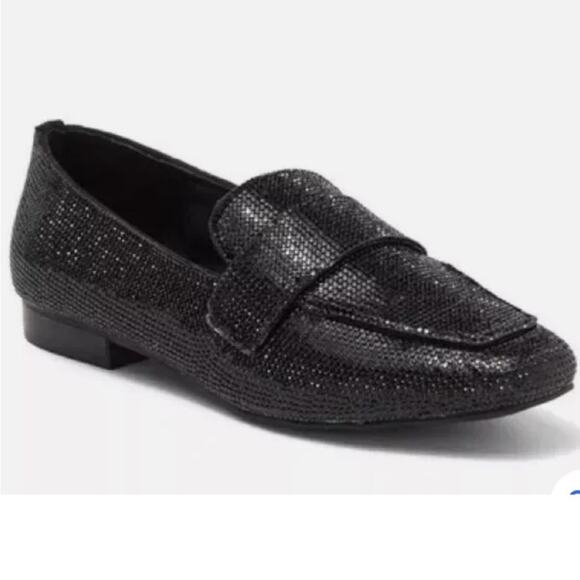 NEW Steve Madden Riski Black Rhinestone Studded Loafers, NEW, Size 6, MSRP $99 - Picture 1 of 14